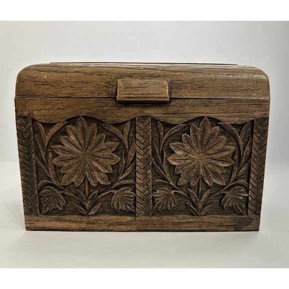 Vintage Lerner Faux Wood Molded Plastic Box Trinket Jewelry Recipes Coins Sewing - Picture 1 of 9